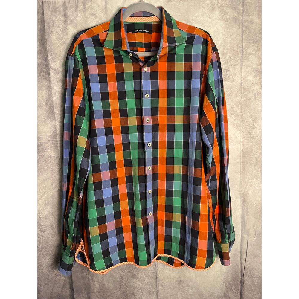 Hammer Made Men’s Multicolor Plaid Button-Down Dress Shirt 17.5 / 44 XL